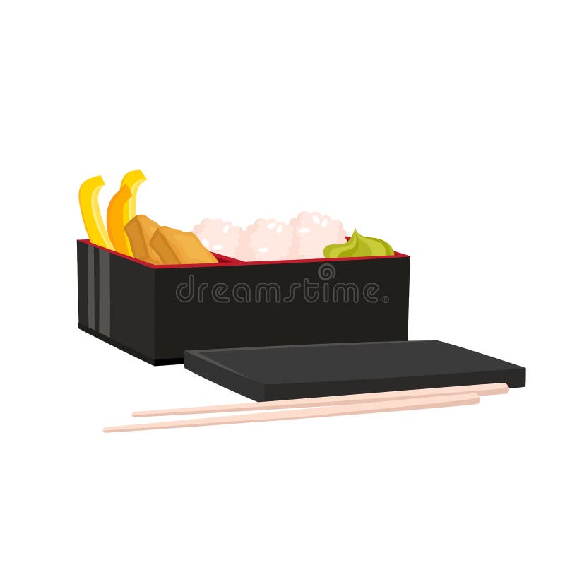 Vektorsatz japanischen bento Kastens lokalisiert auf Wei? Traditionelle asiatische Nahrung lizenzfreie abbildung Vektorsatz japanischen bento Kastens lokalisiert auf Wei? Traditionelle asiatische Nahrung lizenzfreie abbildung