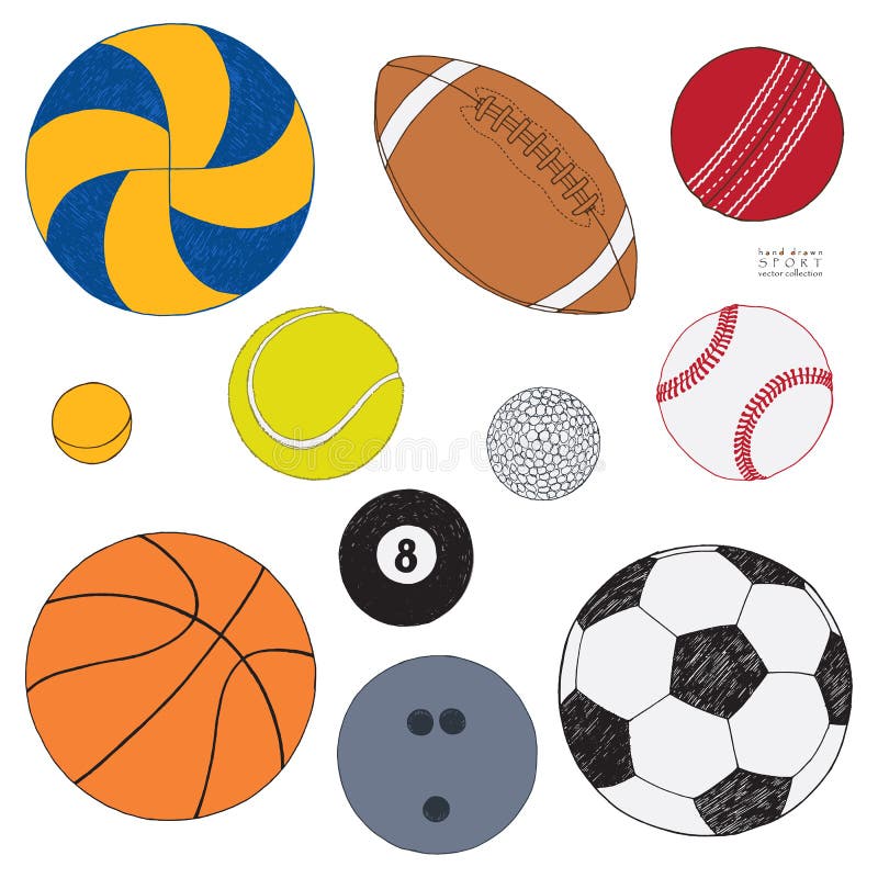 Vektorsatz Sportballe Hand Gezeichnete Farbige Skizze Getrennt Auf Weissem Hintergrund Sport Fur Alle Vektor Abbildung Illustration Von Billard Ausrustung 117872985
