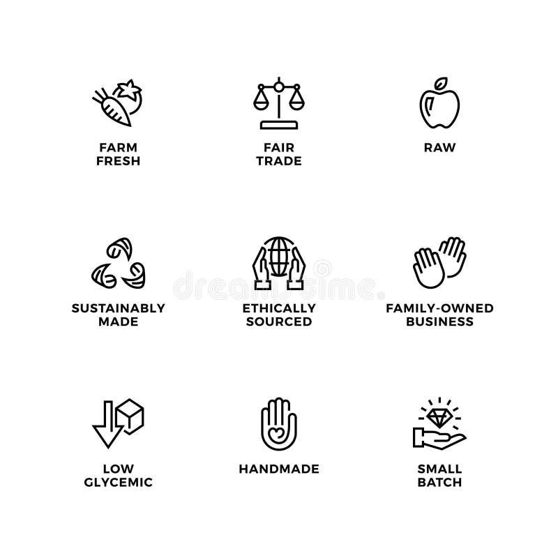 Vektorsatz Symbole für natürliche und organische Kosmetika und Produkt