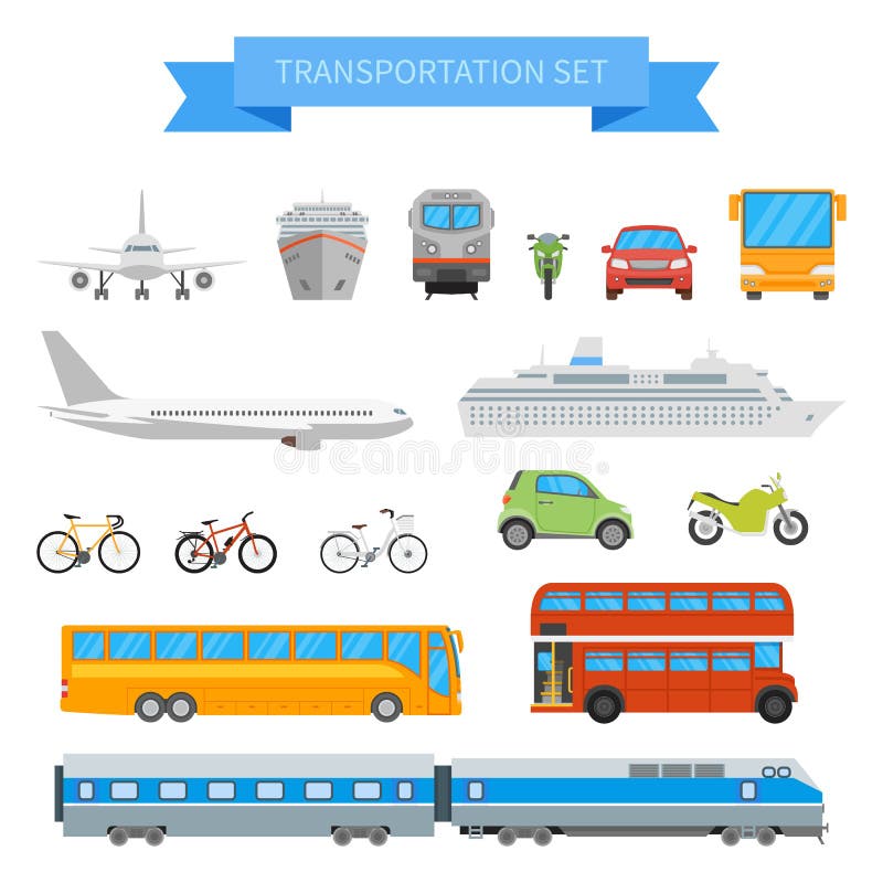 Vektorsatz verschiedene Transporter lokalisiert auf weißem Hintergrund Ortsverkehrikonen im flachen Artdesign vektor abbildung Vektorsatz verschiedene Transporter lokalisiert auf weißem Hintergrund Ortsverkehrikonen im flachen Artdesign vektor abbildung