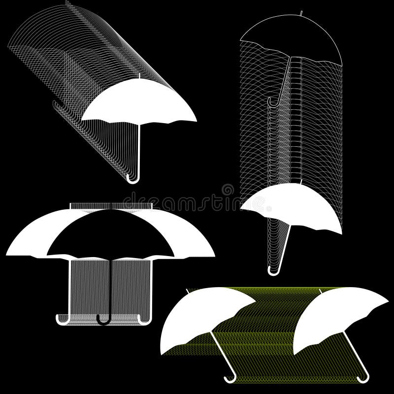 Vektorsatz von Federzeichnungsschwarzweiss-Regenschirme lizenzfreie abbildung Vektorsatz von Federzeichnungsschwarzweiss-Regenschirme lizenzfreie abbildung