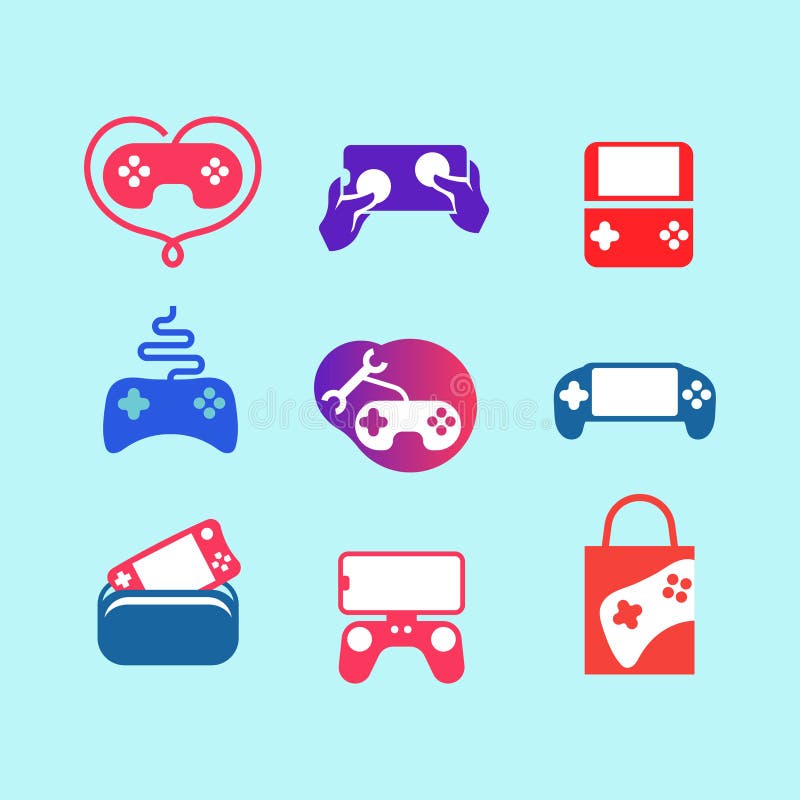 Vektorset für Spieljoystick für Online-Elemente des Handyspiels stock abbildung
