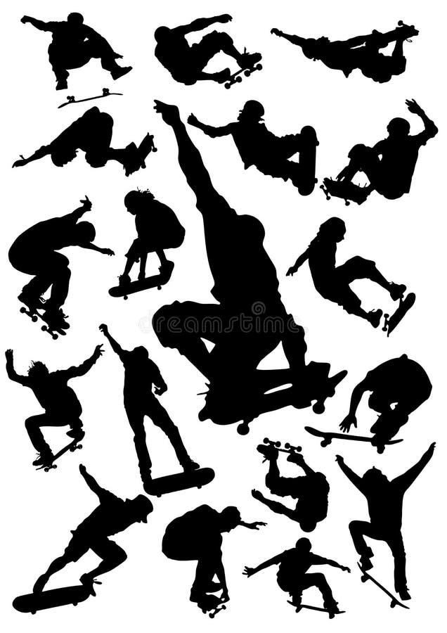 Vektorskateboarding-Set lizenzfreie abbildung Vektorskateboarding-Set lizenzfreie abbildung
