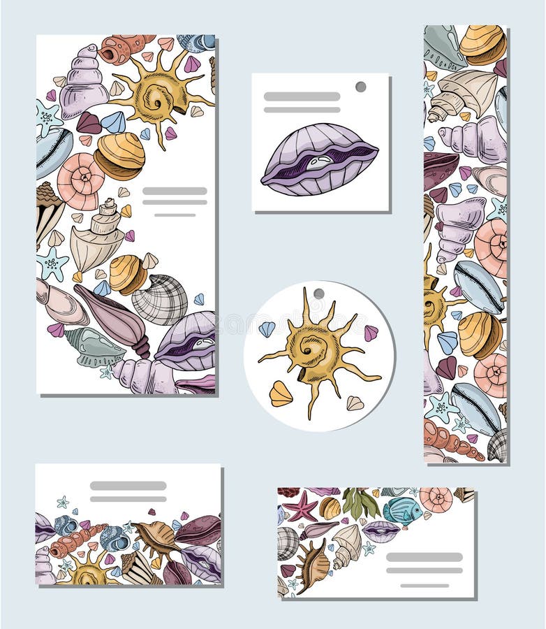 Vektorsnäckskaluppsättning stock illustrationer Vektorsnäckskaluppsättning stock illustrationer