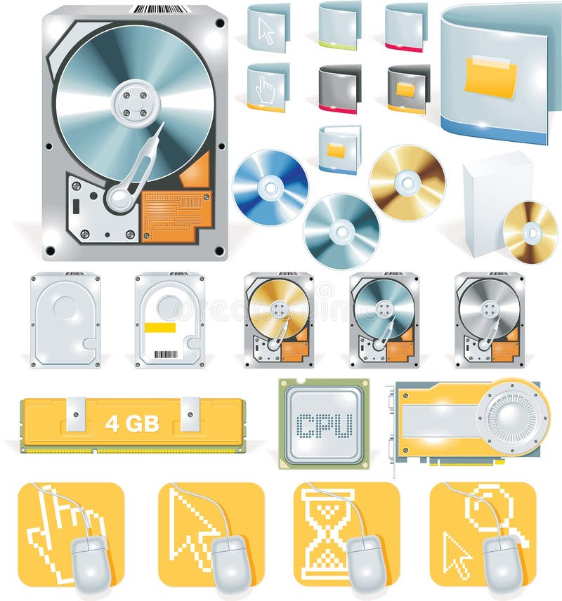 Detailed icons set - software and hardware theme. Detailed icons set - software and hardware theme