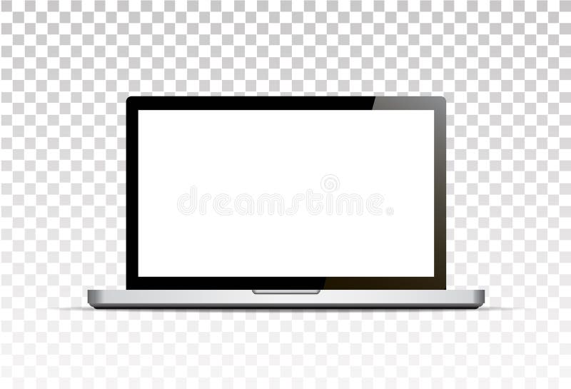 Vektorspott oben Realistischer Laptop mit leerer Schirmstellung Computernotizbuch Lokalisiert auf transparentem vektor abbildung