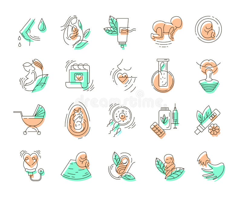 Vektorsymbol och logo för pegnancy och gynekologi royaltyfri illustrationer Vektorsymbol och logo för pegnancy och gynekologi royaltyfri illustrationer