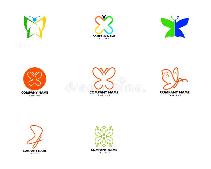 Vektorsymboldesign för skönhetsslockerflyglogotyp stock illustrationer
