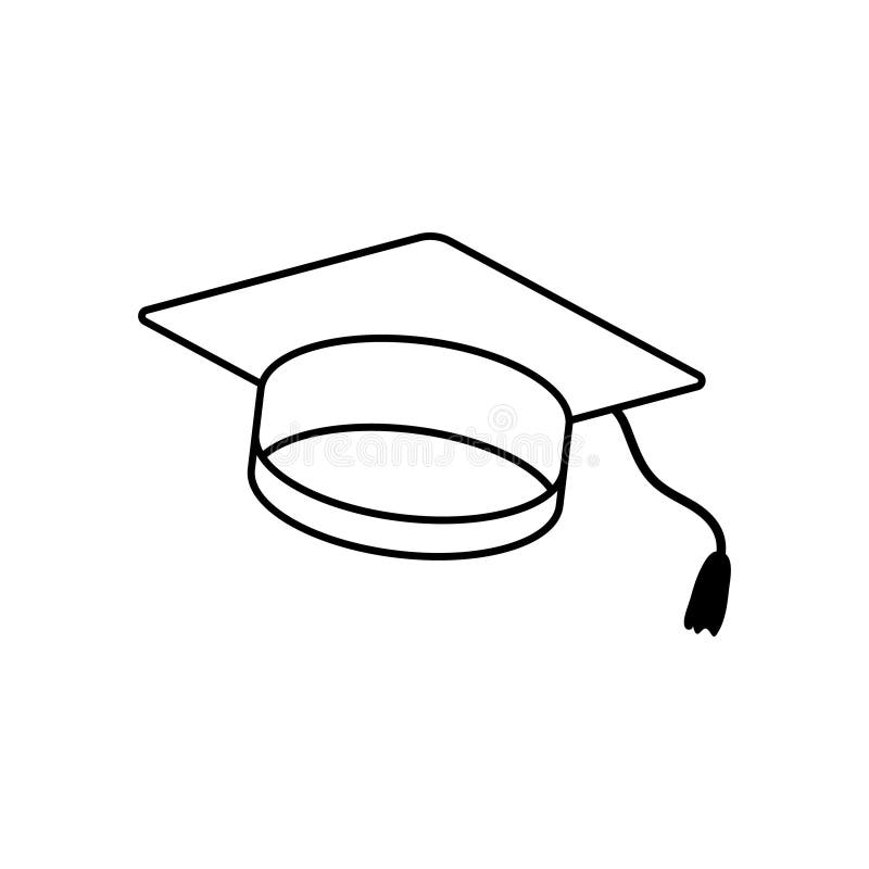 Vektorsymboluppsättning för graderingshatt. Teckensamling för illustration av utbildning. universitetssymbol. studentlogotyp. stock illustrationer