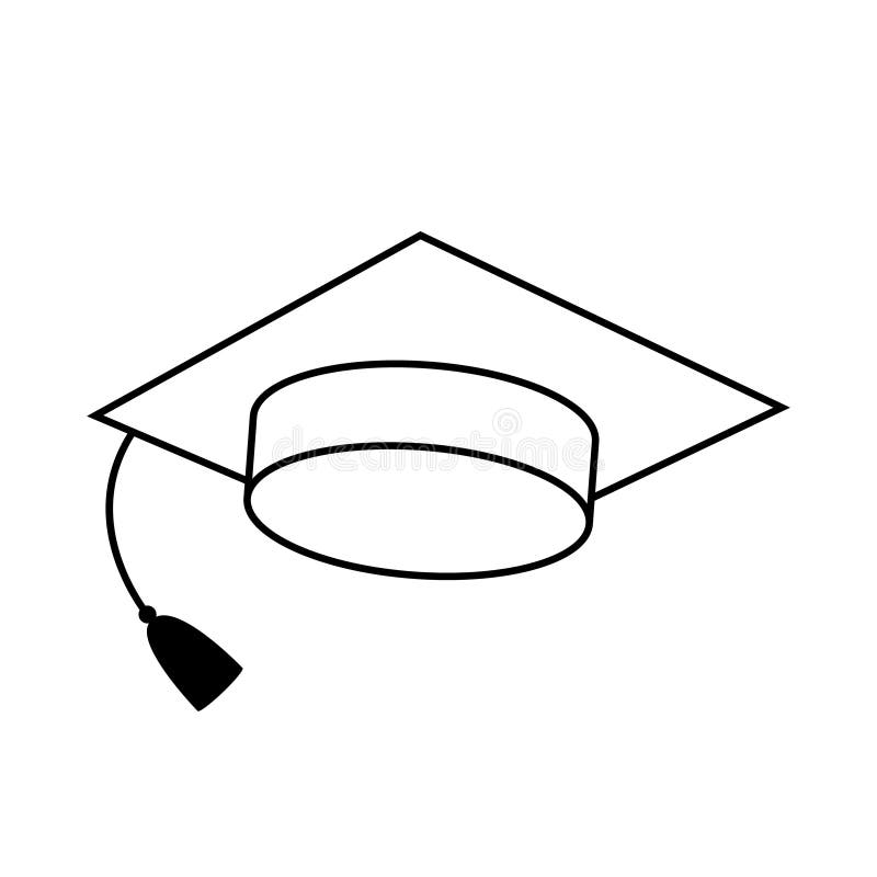 Vektorsymboluppsättning för graderingshatt. Teckensamling för illustration av utbildning. universitetssymbol. studentlogotyp. stock illustrationer