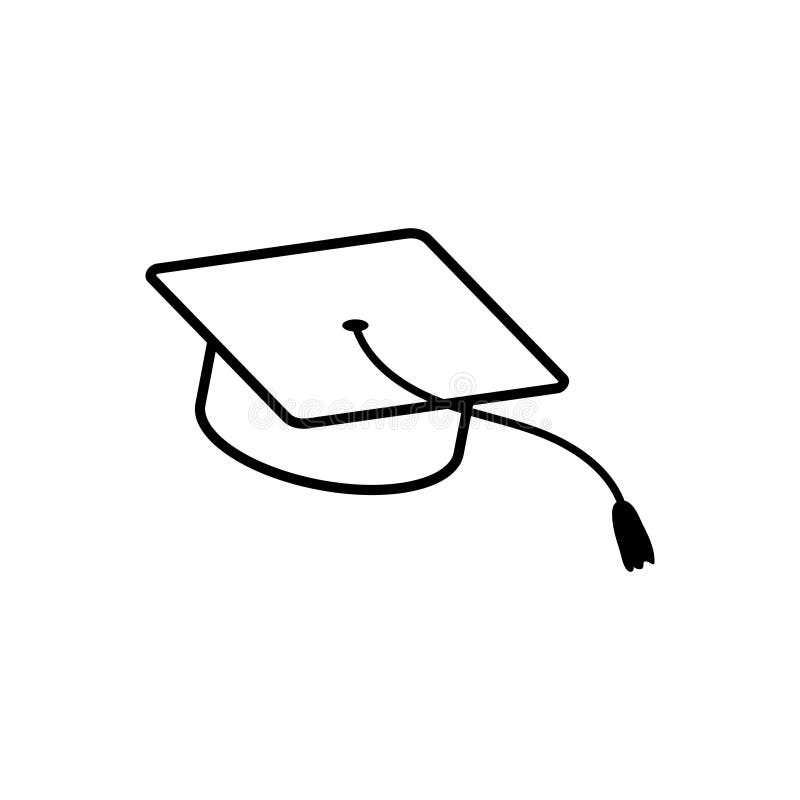 Vektorsymboluppsättning för graderingshatt. Teckensamling för illustration av utbildning. universitetssymbol. studentlogotyp. stock illustrationer