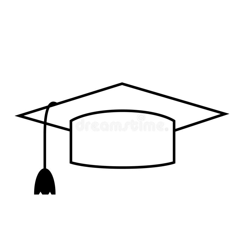 Vektorsymboluppsättning för graderingshatt. Teckensamling för illustration av utbildning. universitetssymbol. studentlogotyp. vektor illustrationer