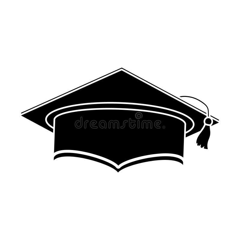 Vektorsymboluppsättning för graderingshatt. Teckensamling för illustration av utbildning. universitetssymbol. studentlogotyp. royaltyfri illustrationer