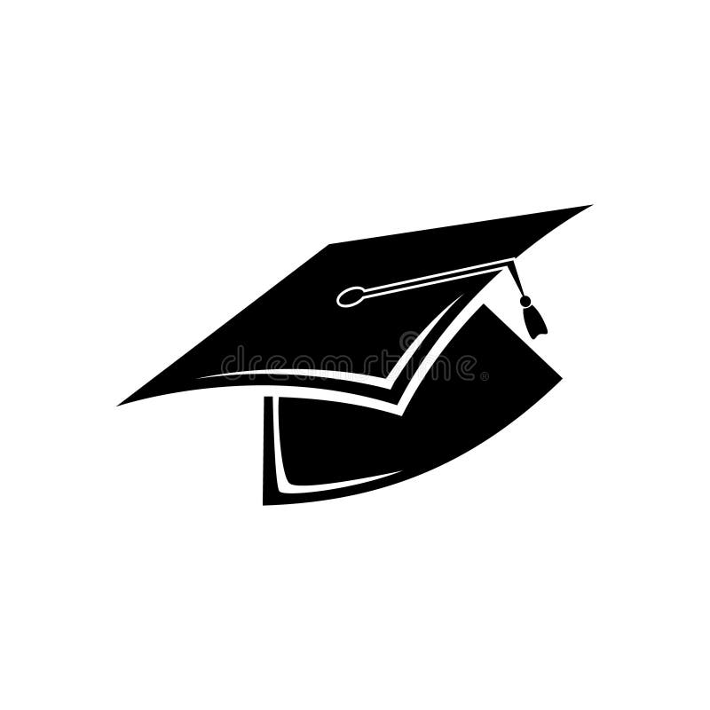 Vektorsymboluppsättning för graderingshatt. Teckensamling för illustration av utbildning. universitetssymbol. studentlogotyp. vektor illustrationer