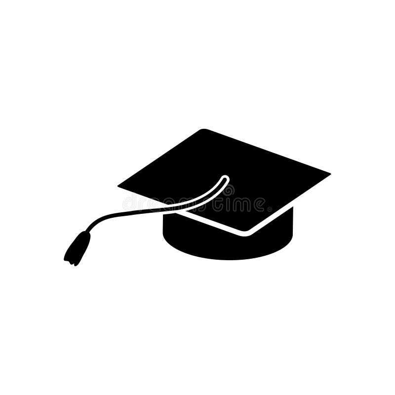 Vektorsymboluppsättning för graderingshatt. Teckensamling för illustration av utbildning. universitetssymbol. studentlogotyp. vektor illustrationer