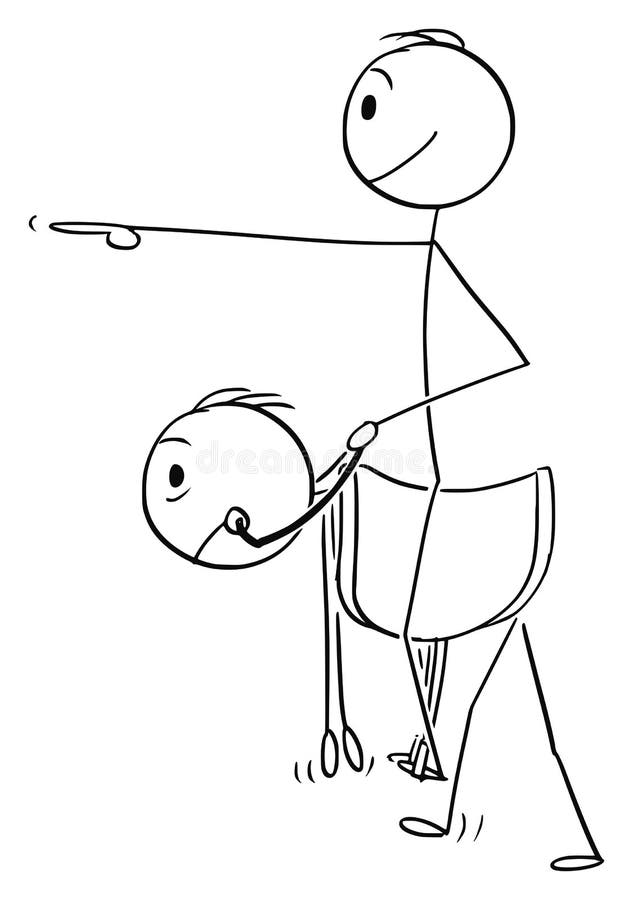 Vektortecknad film av mannen eller affärsmannen Sitting och rida på baksida av en annan man eller anställd som häst vektor illustrationer Vektortecknad film av mannen eller affärsmannen Sitting och rida på baksida av en annan man eller anställd som häst vektor illustrationer