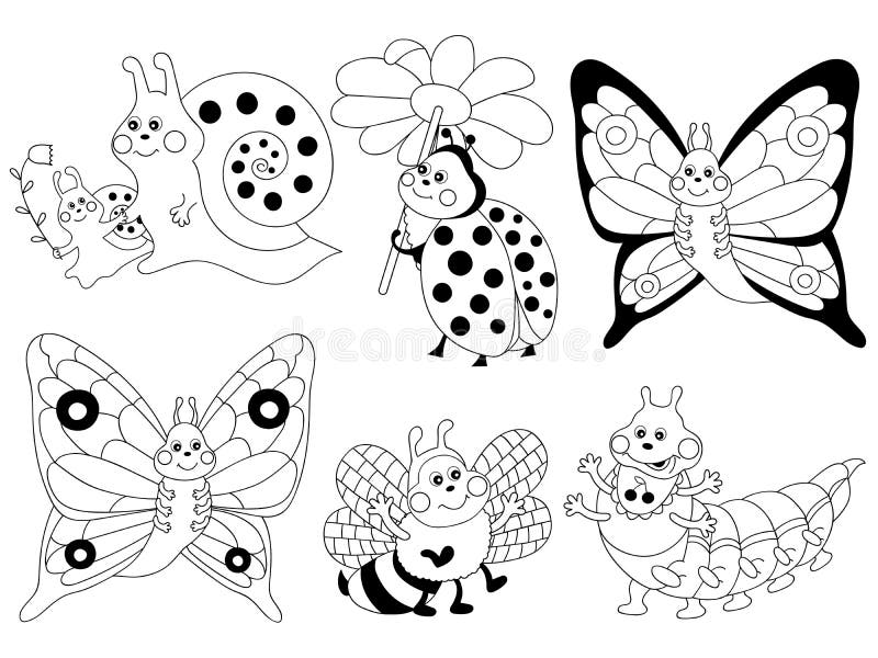 Vektortecknad filmkryp uppsättning, kryp Clipart stock illustrationer Vektortecknad filmkryp uppsättning, kryp Clipart stock illustrationer