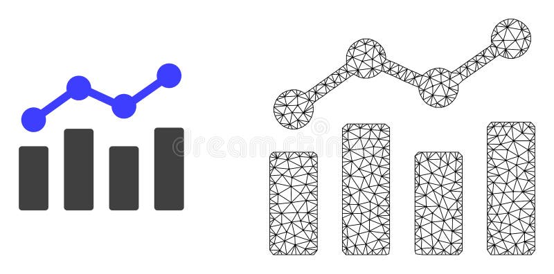 Vektortrådram Mesh Trend Chart och plan symbol vektor illustrationer Vektortrådram Mesh Trend Chart och plan symbol vektor illustrationer