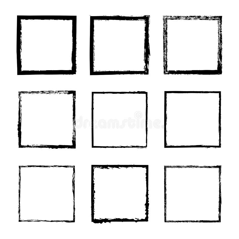 Vector set of square sloppy black ink frames, drawn by hand. Thin and wide frame of lines, splashes and spots of paint design text, postcards, banners, flyers, invitations. Vector set of square sloppy black ink frames, drawn by hand. Thin and wide frame of lines, splashes and spots of paint design text, postcards, banners, flyers, invitations