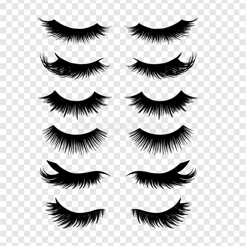 Long black lashes vector set. Different types Beautiful Eyelashes isolated on background. For beauty salon, lash extensions makers. Closed eyes. Long black lashes vector set. Different types Beautiful Eyelashes isolated on background. For beauty salon, lash extensions makers. Closed eyes.