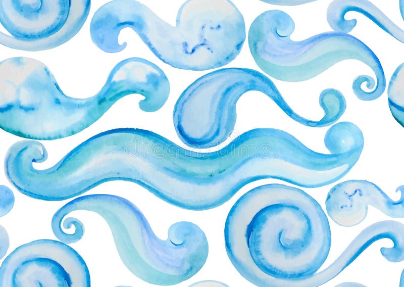 Vektorvattenfärgbakgrund med vågor seamless modell royaltyfri illustrationer Vektorvattenfärgbakgrund med vågor seamless modell royaltyfri illustrationer