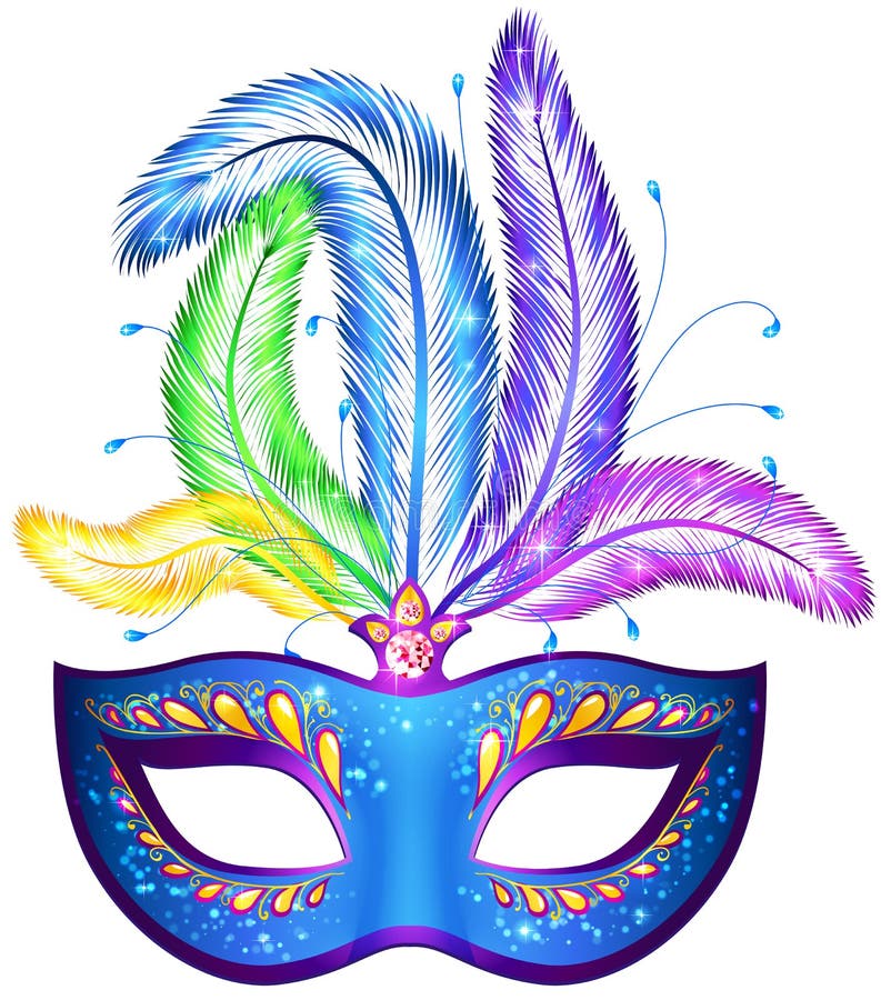 Vector blue ornate venitian carnival mask with feathers. Vector blue ornate venitian carnival mask with feathers