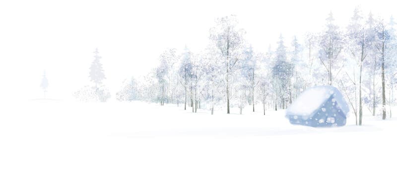 Vector winter scene with house in forest. Vector winter scene with house in forest.