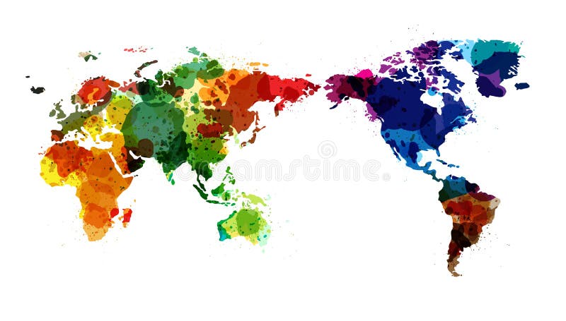 VektorWeltkarte-Aquarell vektor abbildung VektorWeltkarte-Aquarell vektor abbildung