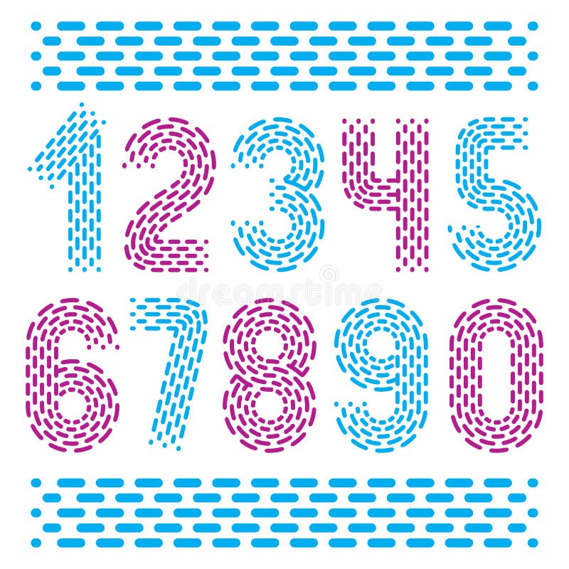 Vektorzahlen, moderne Ziffern eingestellt Gerundetes mutiges Retro- numerati stock abbildung