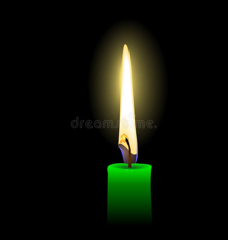 Realistic illustration of green candle isolated on black background. Vector. Realistic illustration of green candle isolated on black background. Vector