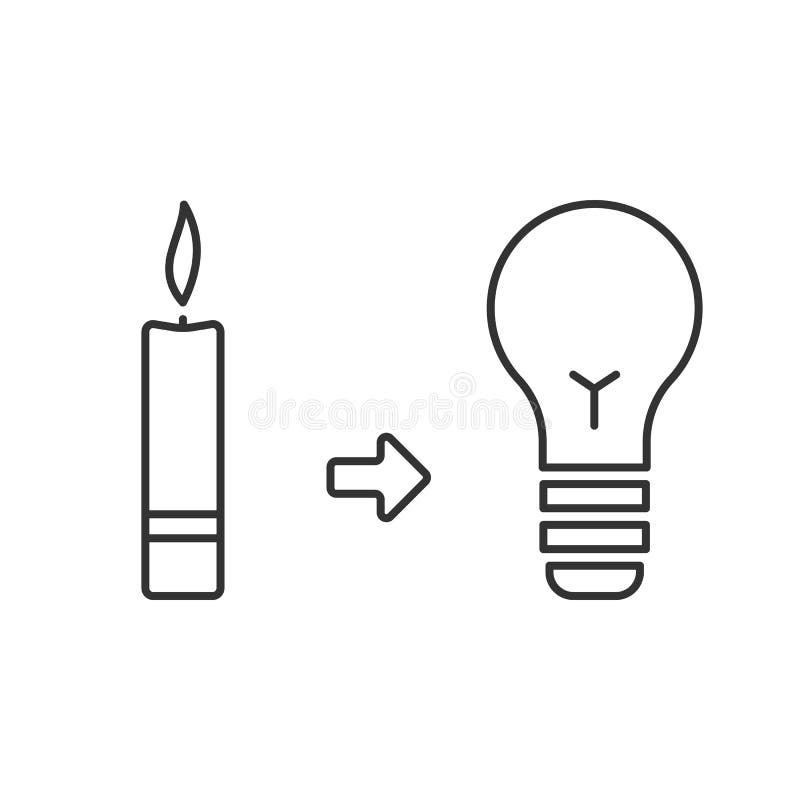 Vela Y Bombilla Iluminación Antes Y Ahora Ilustración del Vector -  Ilustración de tungsteno, vela: 124181371