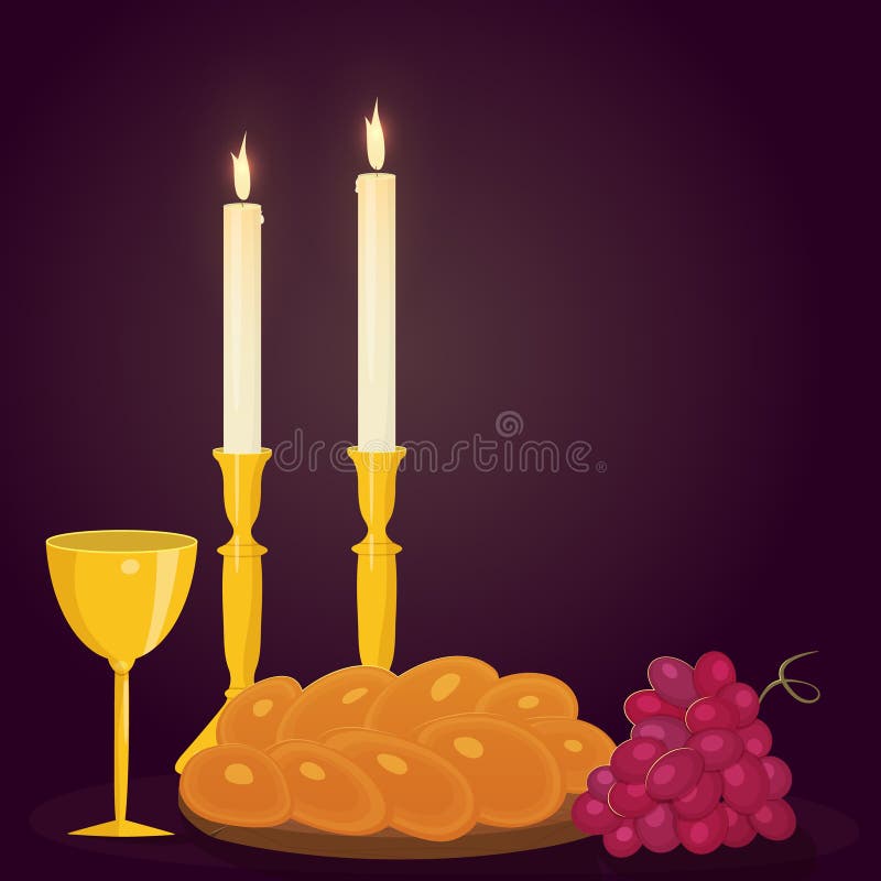 Shabat shalom - saudações judaicas e hebraicas. ilustração em vetor preto e  branco de um copo com velas. conceito de judaísmo. 10737875 Vetor no  Vecteezy