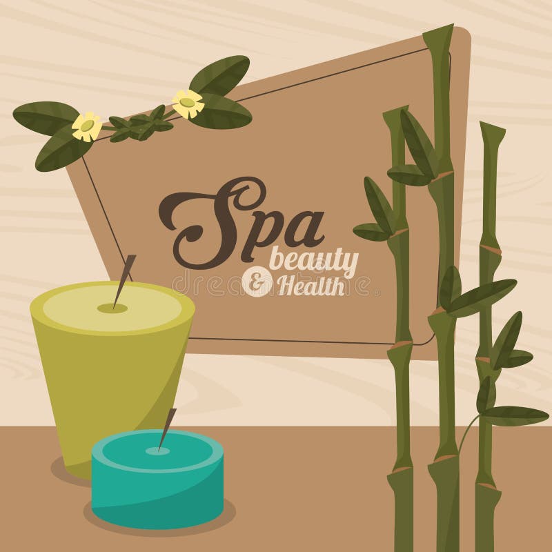 Velas del aroma de la belleza y de la salud del balneario con el bambú libre illustration