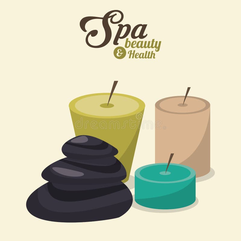 Velas do aroma da beleza e da saúde dos termas e pedras quentes ilustração do vetor Velas do aroma da beleza e da saúde dos termas e pedras quentes ilustração do vetor