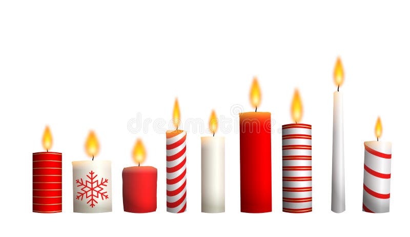 Christmas candles isolated on white background, vector illustration, eps 10 with transparency. Christmas candles isolated on white background, vector illustration, eps 10 with transparency