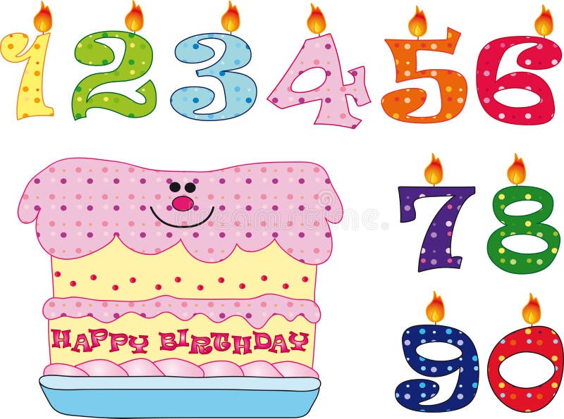 Velas e bolo para o aniversário ilustração royalty free Velas e bolo para o aniversário ilustração royalty free
