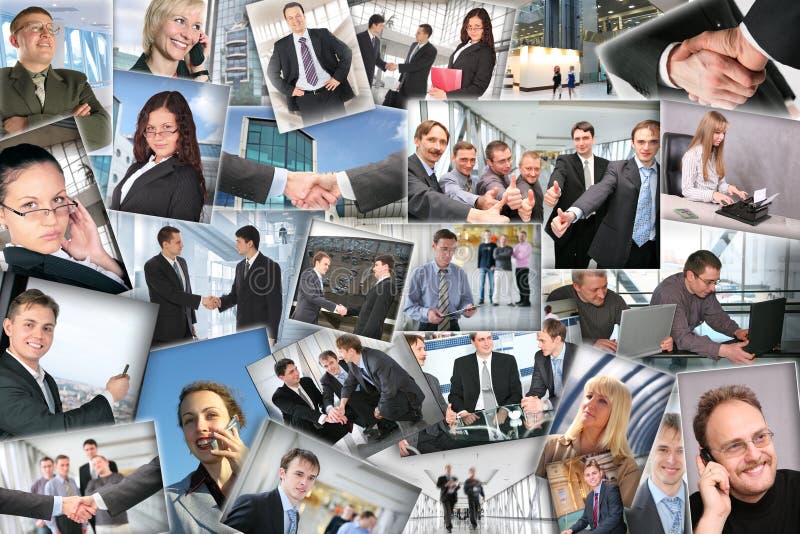 Vele bedrijfsbeelden, collage royalty-vrije stock afbeelding Vele bedrijfsbeelden, collage royalty-vrije stock afbeelding
