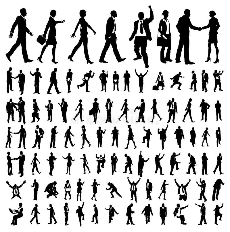 Vele bedrijfsmensensilhouetten van uitstekende kwaliteit stock illustratie Vele bedrijfsmensensilhouetten van uitstekende kwaliteit stock illustratie