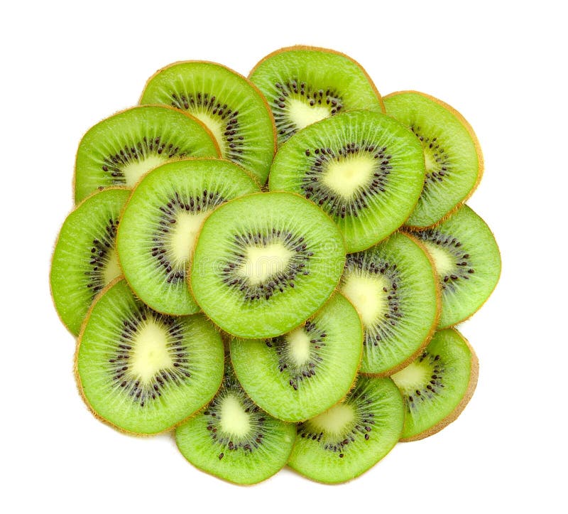 Vele plakken van kiwifruit royalty-vrije stock foto's Vele plakken van kiwifruit royalty-vrije stock foto's