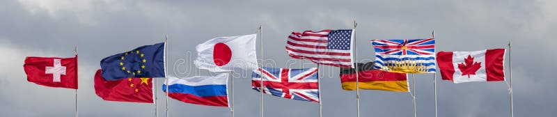 Vele Vlaggen van het Land in de wind