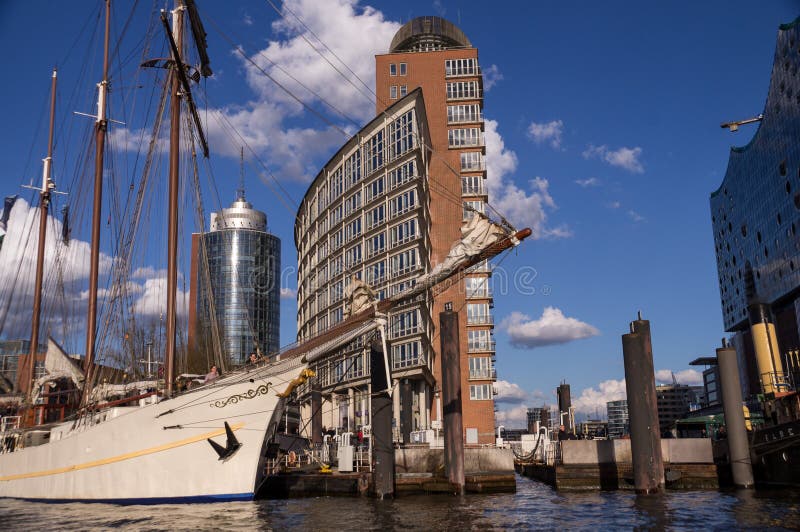 Veleiro em Hafencity, Hamburgo fotos de stock