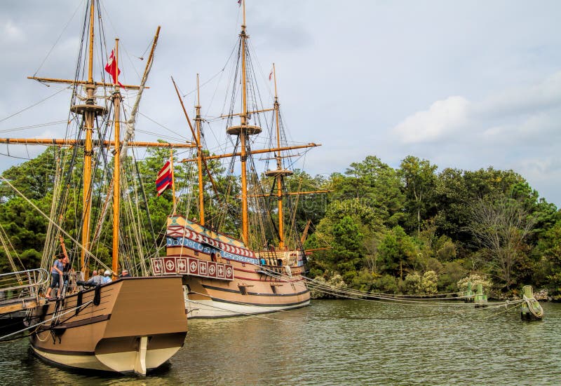 Veleros británicos del acuerdo de Jamestown fotografía de archivo Veleros británicos del acuerdo de Jamestown fotografía de archivo