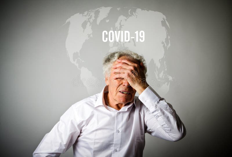 Velhote e cóvid19. coronavírus no mundo. idoso e sintoma