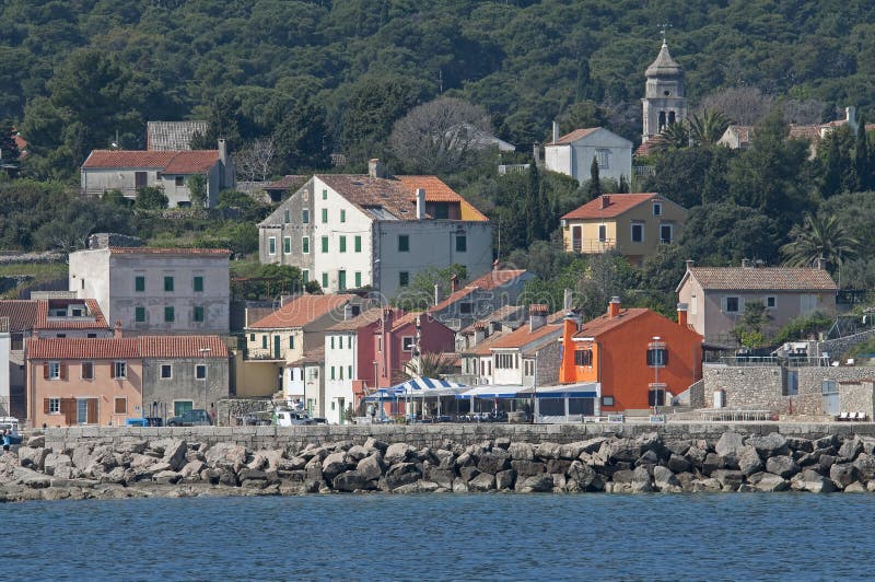 Town Of Veli Losinj Colorful Waterfront Editorial Image Image of