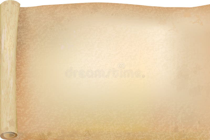 Vellum or Papyrus Opened Scroll, Vector Background, Mockup Template for