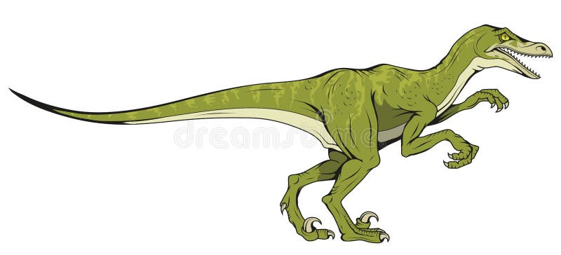 Velociraptor hand drawn dinosaur