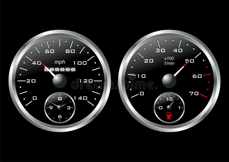 Dashboard of a sport car over black background. Dashboard of a sport car over black background