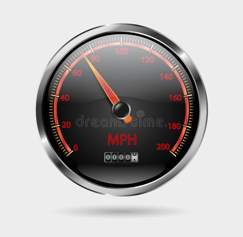 Vector black metallic speedometer icon. Vector black metallic speedometer icon