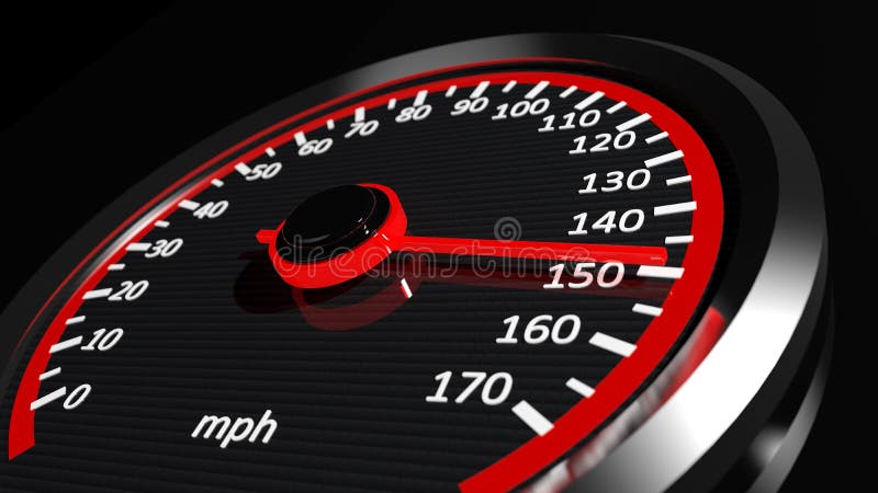 3d Speedometer with moving arrow. 3d Speedometer with moving arrow