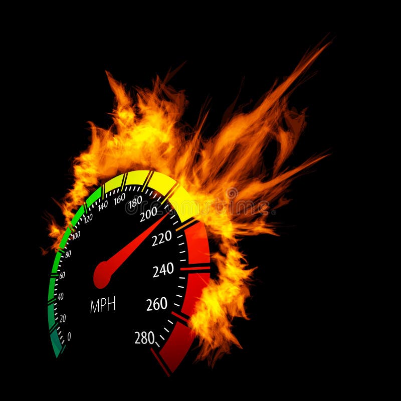 Burning vector speedometer fire flame illustration on the black. Burning vector speedometer fire flame illustration on the black.